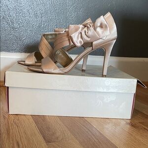 Lulu Townsend Blush Satin Bow Heels